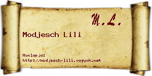 Modjesch Lili névjegykártya
